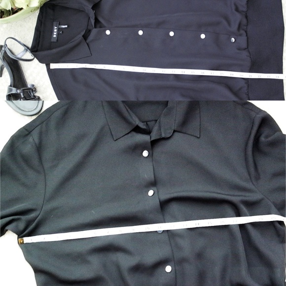DKNY | Long-Sleeve Sheer Black Blouse - Picture 6 of 8